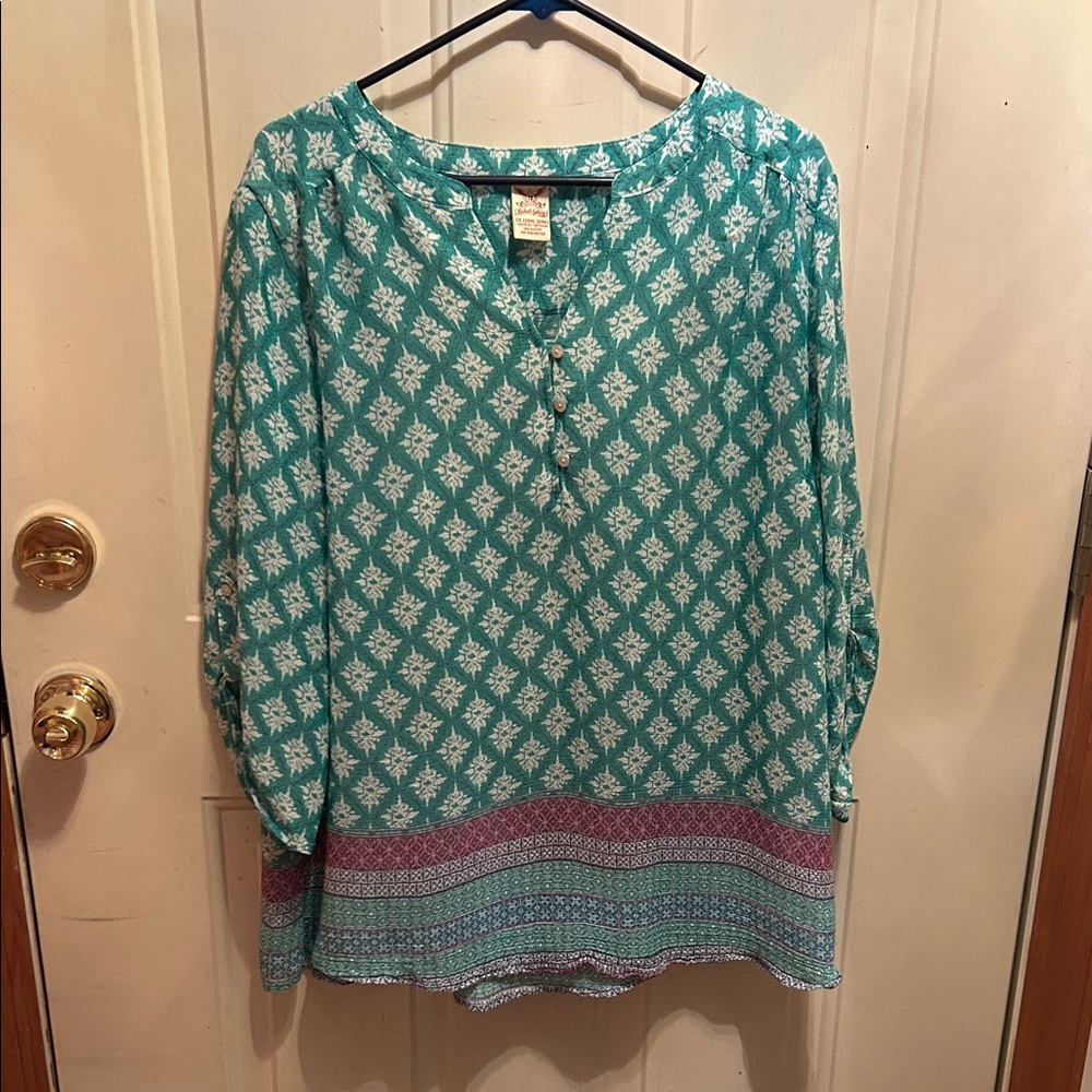 Faded Glory Teal and Purple Blouse